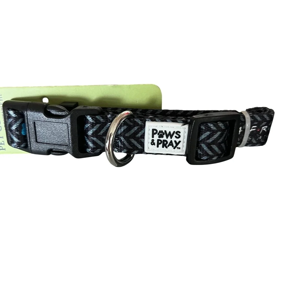 Kerusso Paws & Pray Friends‎ Pet Collar Adjustable S/M NWT Black Chevron